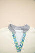 Mixed Print Patchwork Split Neck Long Sleeve Top