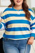 Mixed Print Patchwork Stripe Drop Shoulder Pullover Sweatshirt