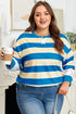 Mixed Print Patchwork Stripe Drop Shoulder Pullover Sweatshirt