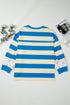 Mixed Print Patchwork Stripe Drop Shoulder Pullover Sweatshirt