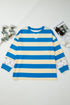Mixed Print Patchwork Stripe Drop Shoulder Pullover Sweatshirt