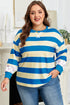 Mixed Print Patchwork Stripe Drop Shoulder Pullover Sweatshirt