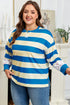 Mixed Print Patchwork Stripe Drop Shoulder Pullover Sweatshirt