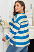 Mixed Print Patchwork Stripe Drop Shoulder Pullover Sweatshirt