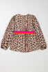 Mixed Print Patchwork V Neck Balloon Sleeve Babydoll Blouse