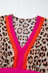 Mixed Print Patchwork V Neck Balloon Sleeve Babydoll Blouse