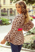 Mixed Print Patchwork V Neck Balloon Sleeve Babydoll Blouse