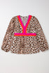 Mixed Print Patchwork V Neck Balloon Sleeve Babydoll Blouse