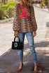 Mixed Print Patchwork V Neck Balloon Sleeve Babydoll Blouse