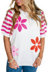 Mixed Print Puff Short Sleeve Pullover Sweater