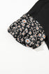 Mixed Print Puff Sleeve Split Neck Oversized Top