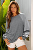 Mixed Print Raglan Sleeve Heathered Knit Top