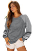 Mixed Print Raglan Sleeve Heathered Knit Top