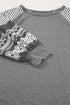 Mixed Print Raglan Sleeve Heathered Knit Top