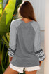 Mixed Print Raglan Sleeve Heathered Knit Top