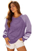 Mixed Print Raglan Sleeve Heathered Knit Top