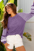 Mixed Print Raglan Sleeve Heathered Knit Top