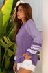 Mixed Print Raglan Sleeve Heathered Knit Top