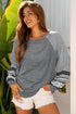Mixed Print Raglan Sleeve Heathered Knit Top