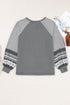 Mixed Print Raglan Sleeve Heathered Knit Top