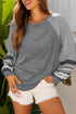 Mixed Print Raglan Sleeve Heathered Knit Top