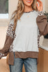 Mixed Print Raw Edge Long Sleeve Tunic Top