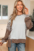 Mixed Print Raw Edge Long Sleeve Tunic Top