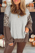 Mixed Print Raw Edge Long Sleeve Tunic Top