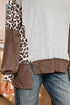 Mixed Print Raw Edge Long Sleeve Tunic Top