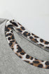 Mixed Print Raw Edge Long Sleeve Tunic Top