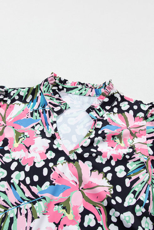 Mixed Print Ric Rac Trim Tiered Mini Dress