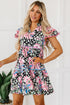 Mixed Print Ric Rac Trim Tiered Mini Dress