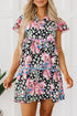 Mixed Print Ric Rac Trim Tiered Mini Dress