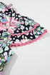 Mixed Print Ric Rac Trim Tiered Mini Dress