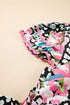 Mixed Print Ric Rac Trim Tiered Mini Dress