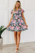 Mixed Print Ric Rac Trim Tiered Mini Dress