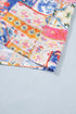 Mixed Print Rick Rack Contrast Trim V Neck Blouse