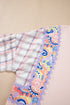 Mixed Print Ricrac Trim Puff Sleeve Cotton Blouse