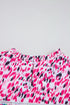 Mixed Print Ruffle Cap Sleeve Round Neck Blouse