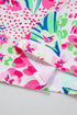 Mixed Print Ruffle Cap Sleeve Round Neck Blouse