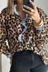 Mixed Print Ruffle Placket Long Sleeve Blouse