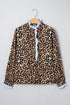 Mixed Print Ruffle Placket Long Sleeve Blouse