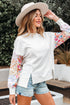 Mixed Print Sleeve Exposed Seam Pullover Sweatshirt