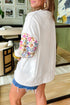 Mixed Print Sleeve Exposed Seam Pullover Sweatshirt