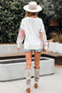 Mixed Print Sleeve Exposed Seam Pullover Sweatshirt