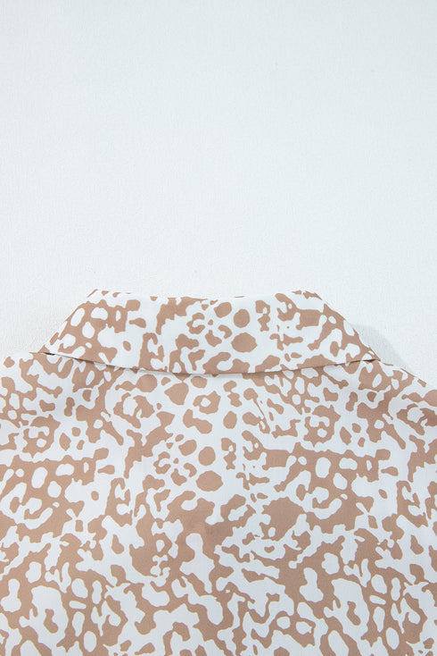 Mixed Print Stripe And Animal Pattern Button Down Shirt