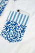 Mixed Print Stripe And Animal Pattern Button Down Shirt