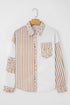 Mixed Print Stripe And Animal Pattern Button Down Shirt