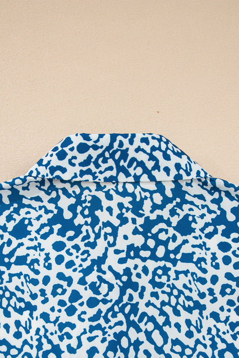 Mixed Print Stripe And Animal Pattern Button Down Shirt