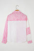 Mixed Print Stripe And Animal Pattern Button Down Shirt